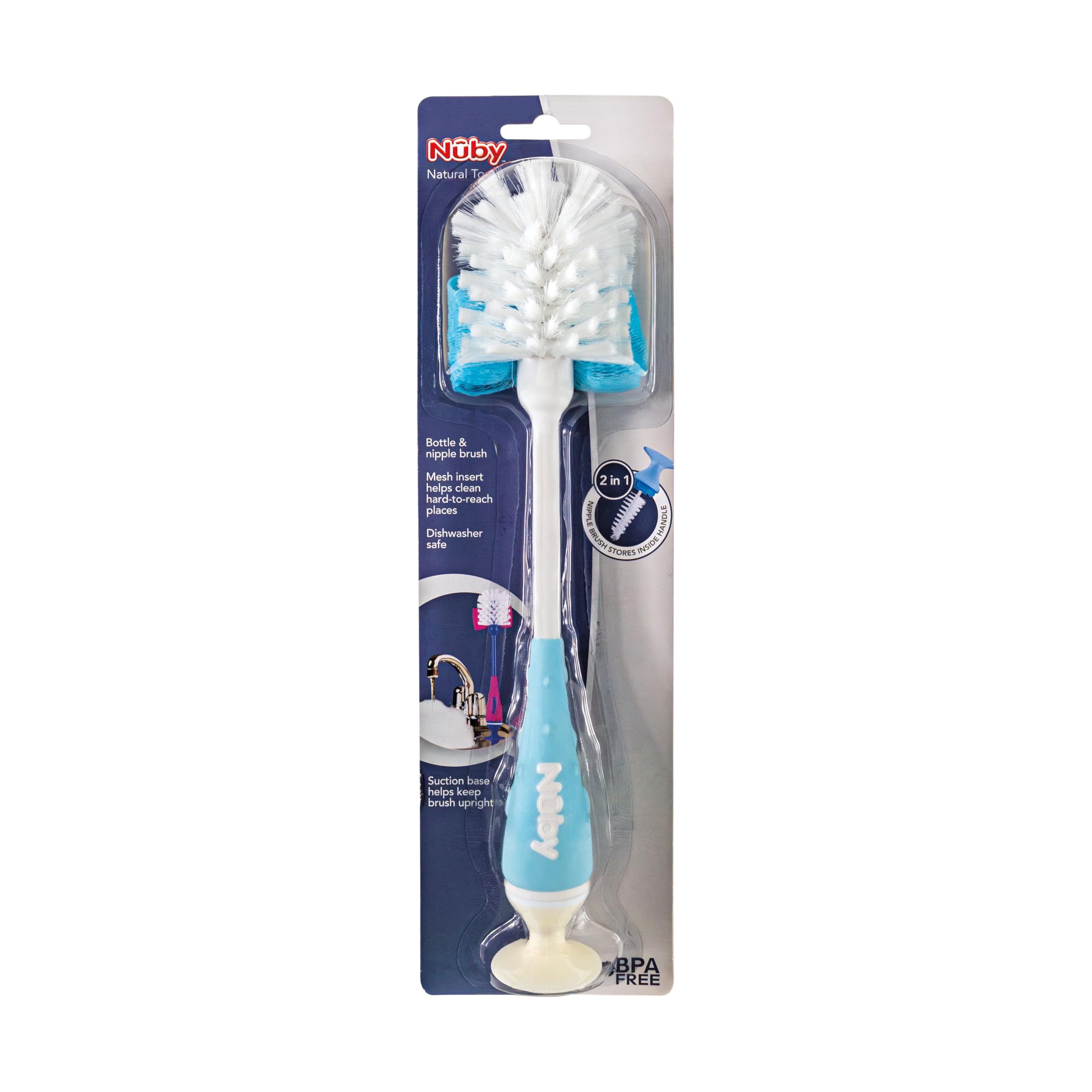 Amazon.com: Nuby 2-in-1 Baby Bottle Brush with Stand - Soft Nylon