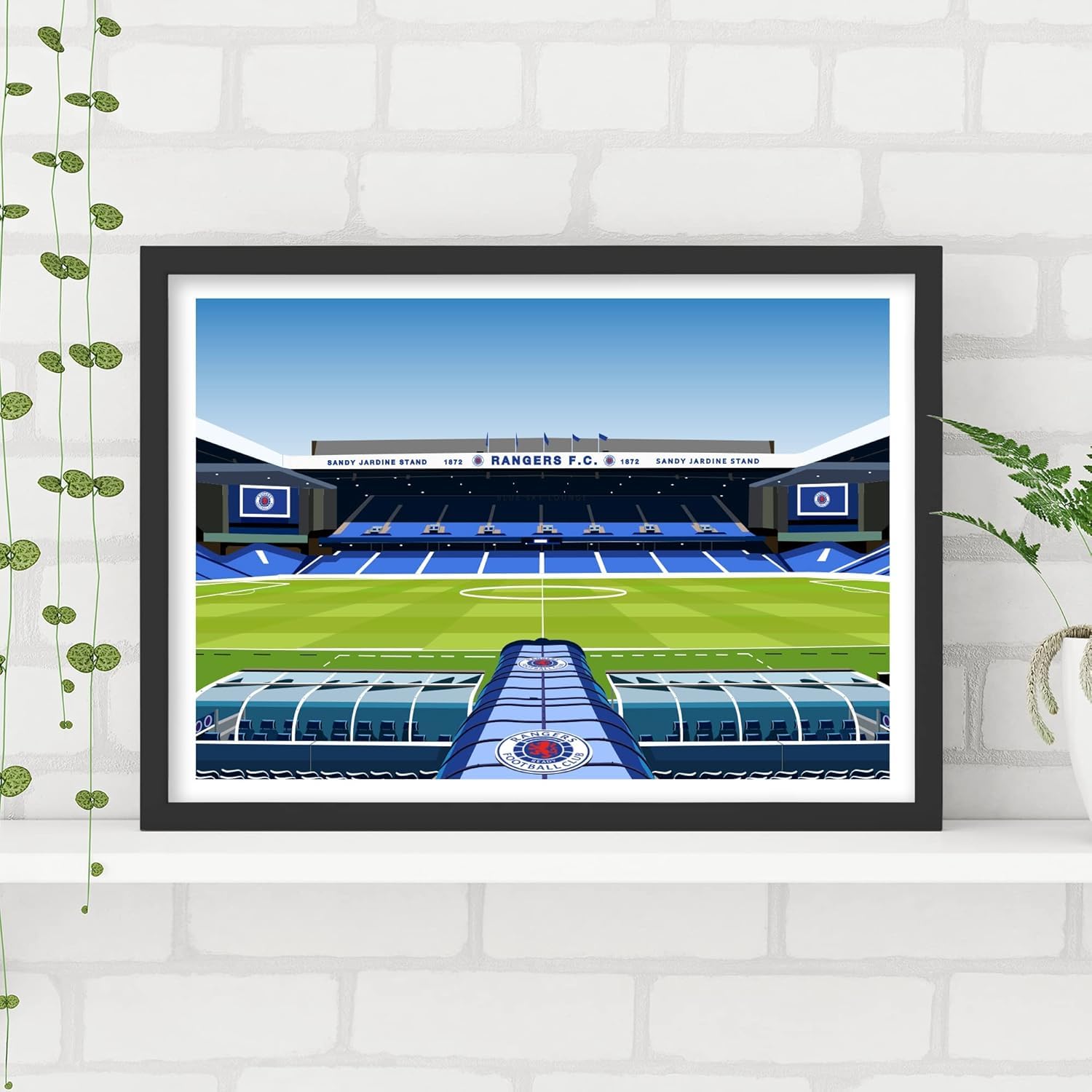 Themed Blue Rangers Wall Art - Sandy Jardine Stand Stadium Illustration Print Poster Football Decor (A4-21Cm X 29.7Cm)