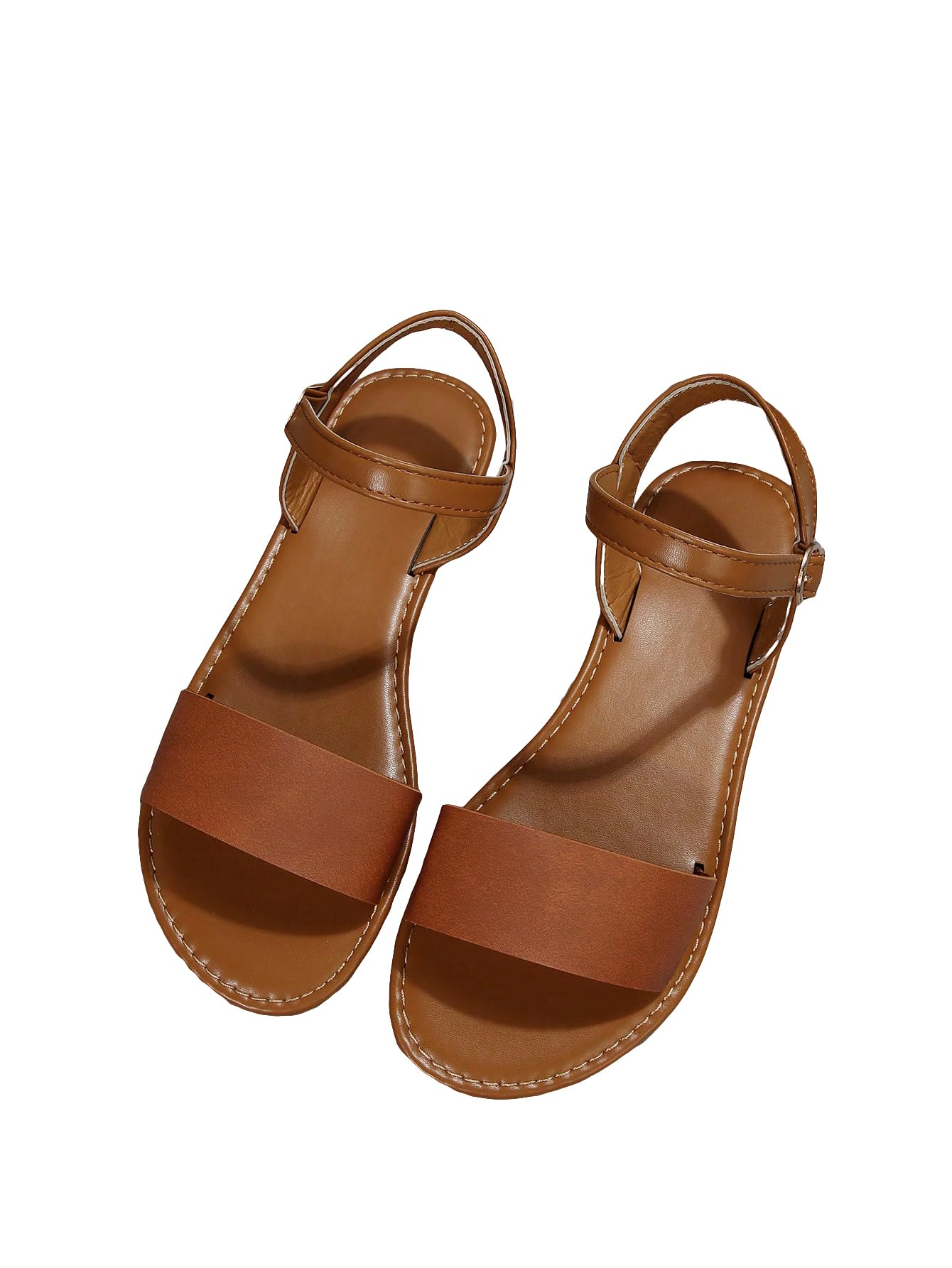 Verdusa Women's One Band Ankle Strap Flat Sandals Open Toe Walking Shoes