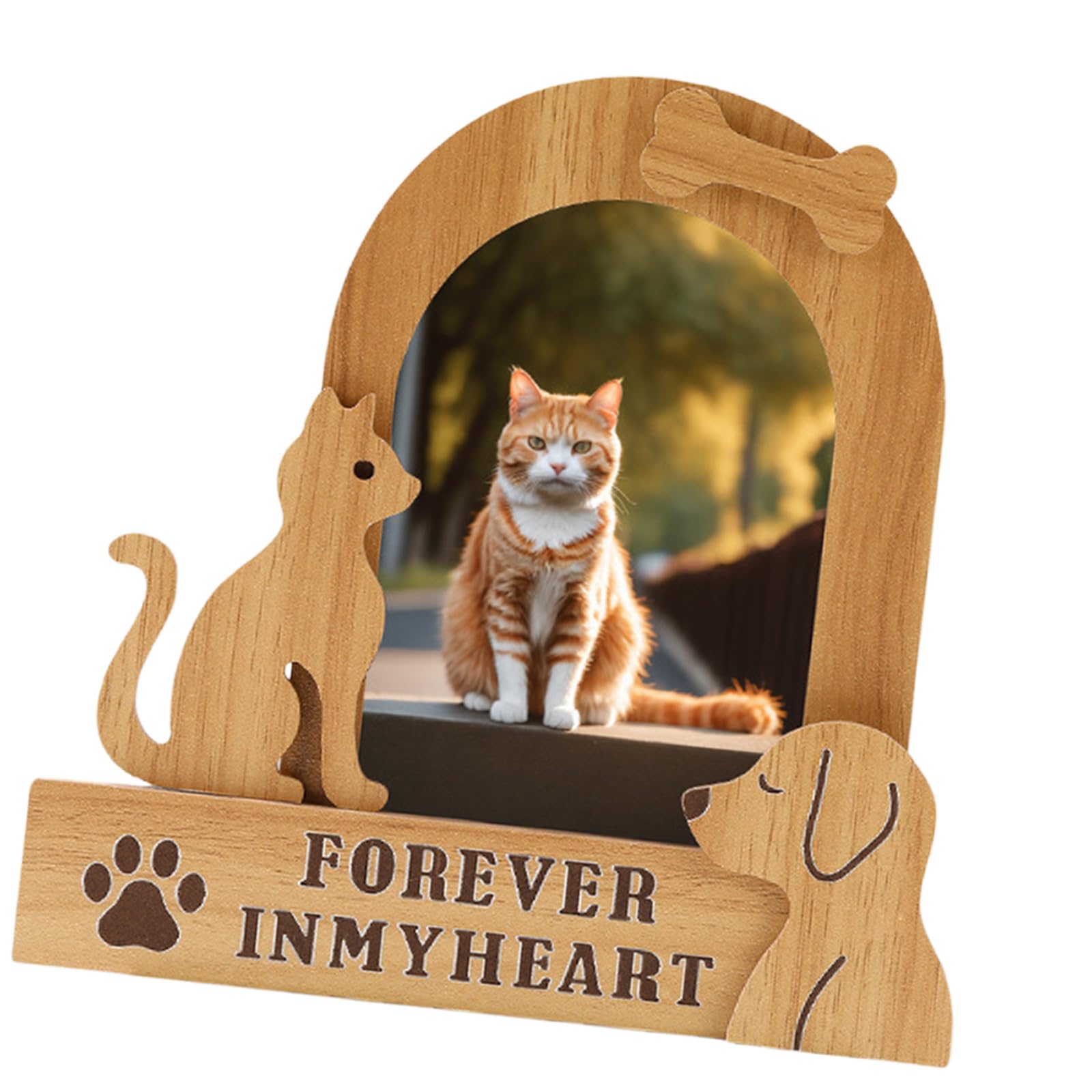 Elnwnnkc Wooden Picture Frame for Photo Pet Memorial Gift Dog Cats Loss Sympathy Gift Photo Frame with Home Decors Cats Dog
