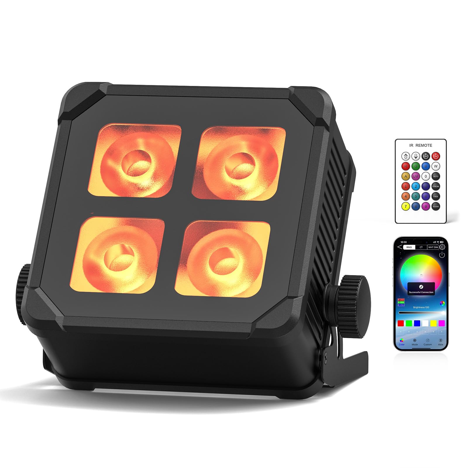 40W IP65 LED Par Strahler Akku, RGBWA UV Wasserdicht Bühnenlicht Outdoor Partylicht Wiederaufladbare mit Fernbedienung und APP Kontrolle für Regentage Hochzeit Bar Show Disco