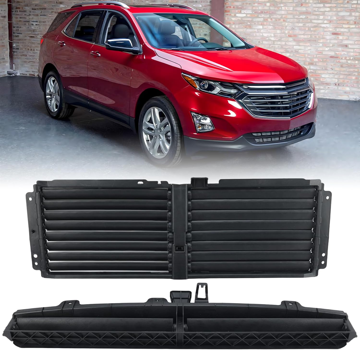 US Version Front Bumper Upper+Lower Radiator Shutter Grille Fit for GMC Terrain/Chevrolet Equinox 2018 2019 2020 2021 2022 W/O Motor