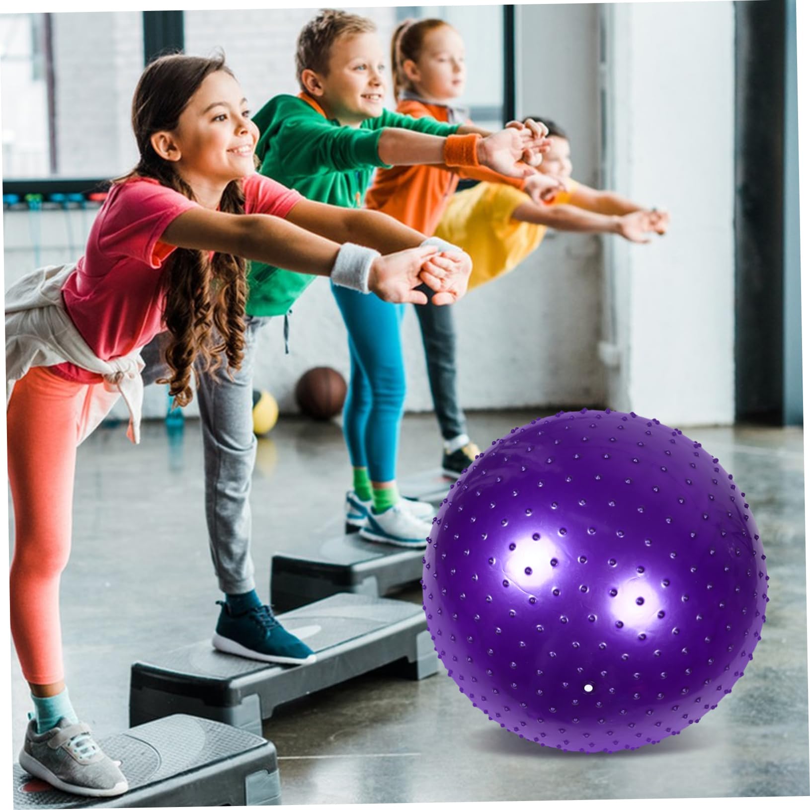ibasenice Pelota de Yoga Púas Antiexplosión 65 Cm, 900 G, Material Antideslizante, Pelota de Masaje Sensorial para Entrenamiento Táctil y Estabilidad, Adecuado para Niños y Adultos