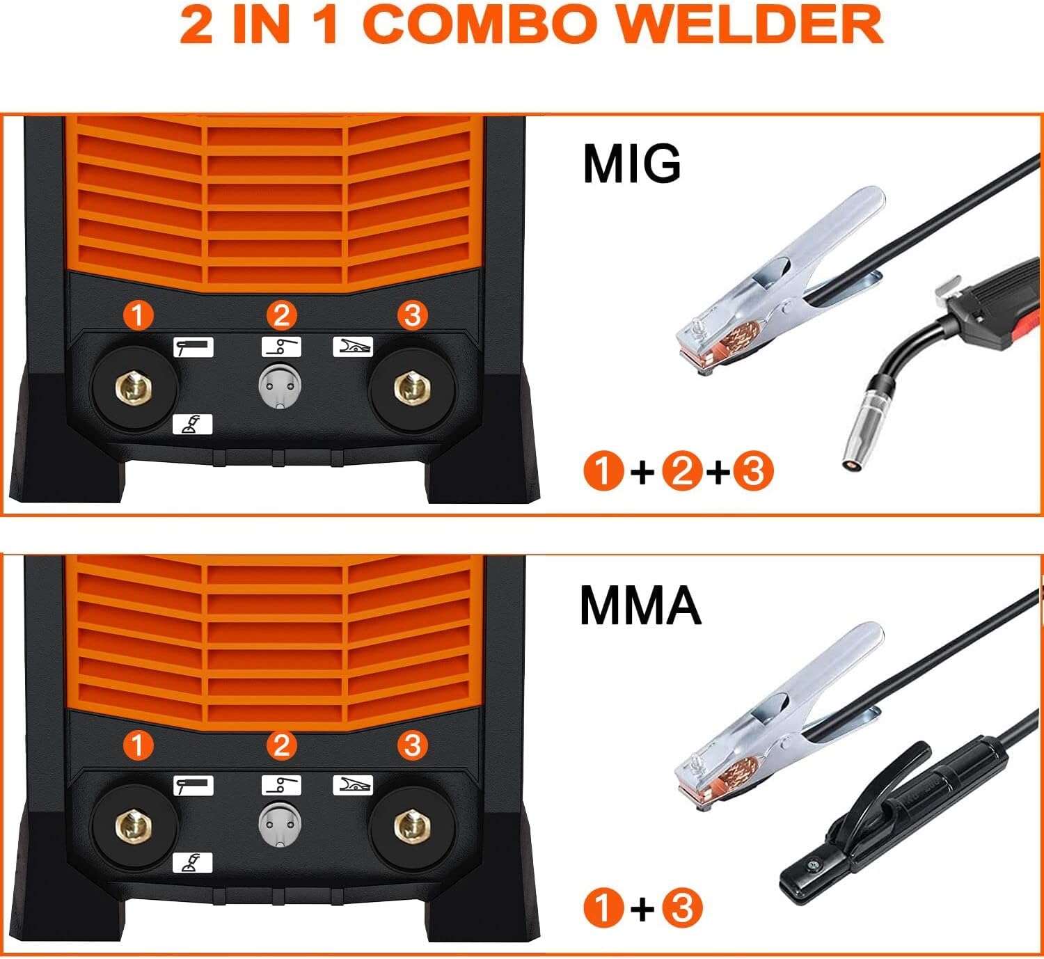 FORTON MIG/ARC Welder, MIG/Stick 2 in 1 Welder Dual Voltage AC110/220V, Portable Gasless MIG160 IGBT MMA Welder Flux-core Wire Automatic Feed Welding Machine DIY Welder (MIG160) - - 