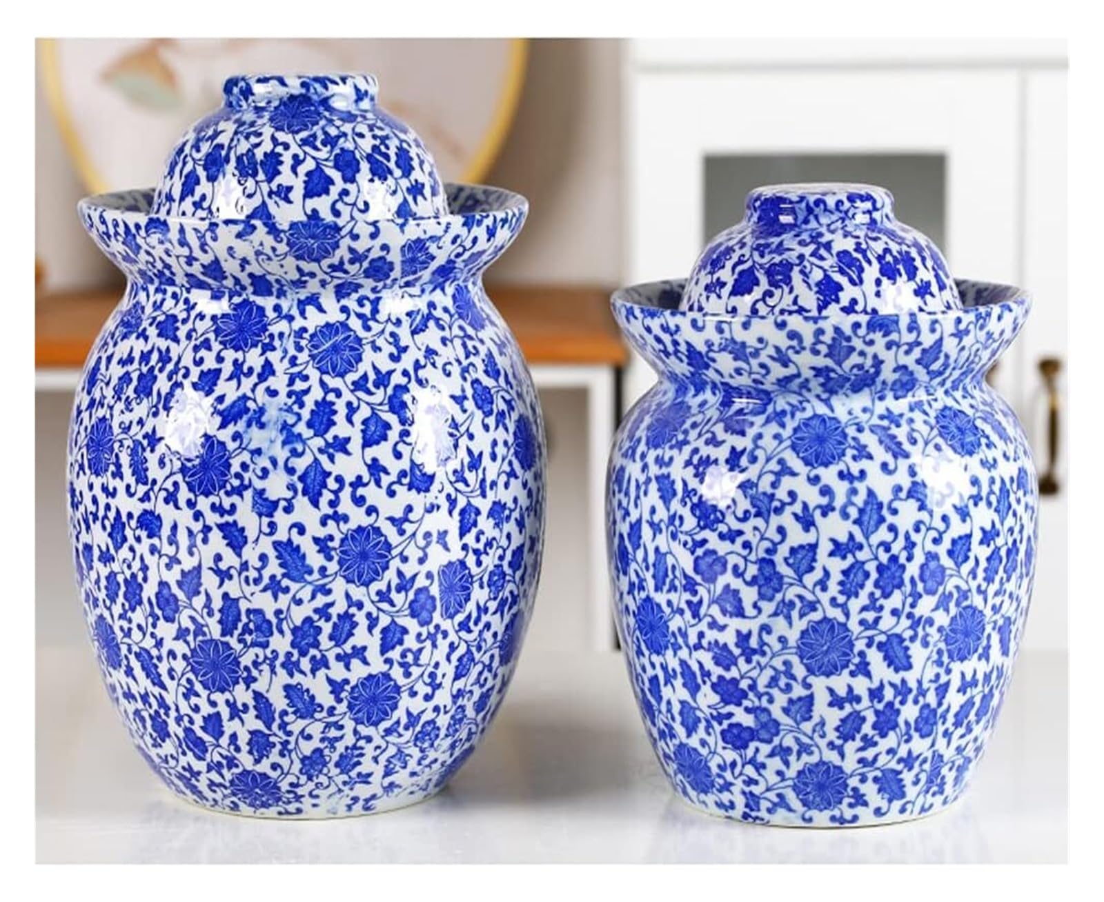 Tradycyjny chiński tradycyjny chiński porcelanowy ceramiczny garnek fermentacyjny garnek do marynowania, słoik fermentacyjny z uszczelką wodną pokrywka śluzy kamionka ，Słoje fermentacyjne(4K