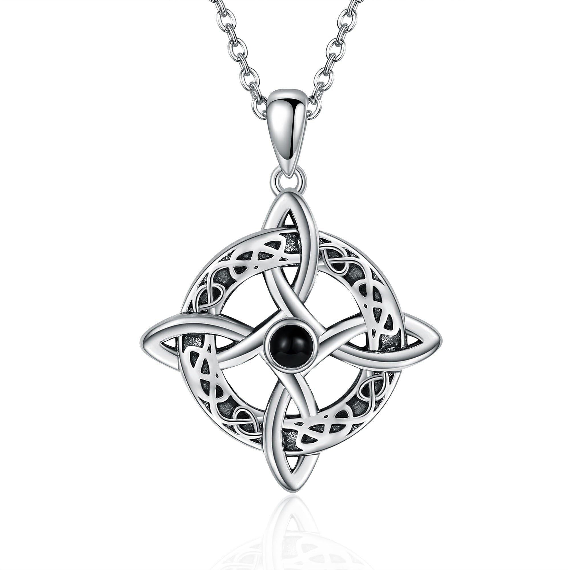 JERWLI Halskette mit Hexenknoten, Sterlingsilber, Glücksbringer, irischer Knoten, keltischer Hexenanhänger, Halskette, Schmuck, Geschenk für Frauen