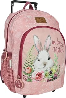 PERLETTI Carry On Backpack for Kids Animals Print - Backpack with Detachable Wheels Boys Girls School Kindergarten Travel - Trolley for Children with Front Pocket - 40x25x15 cm - Cool Kids