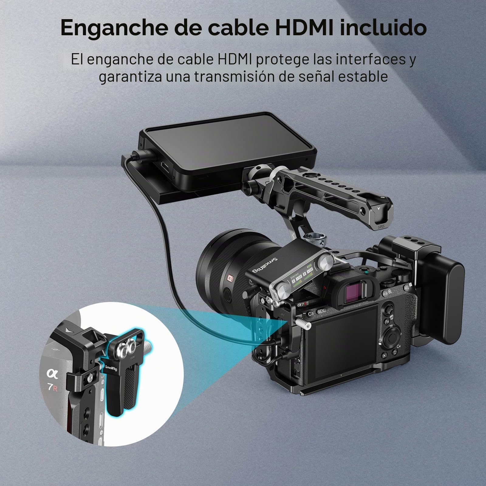 SMALLRIG A7 III / A7R III Kit de Jaula para Cámara para Sony Alpha 7 III / Alpha 7R III, Jaula Completa con Top Handle para ARRI y Cable Clmap, Zapata incorporada y NATO Rail - 4198