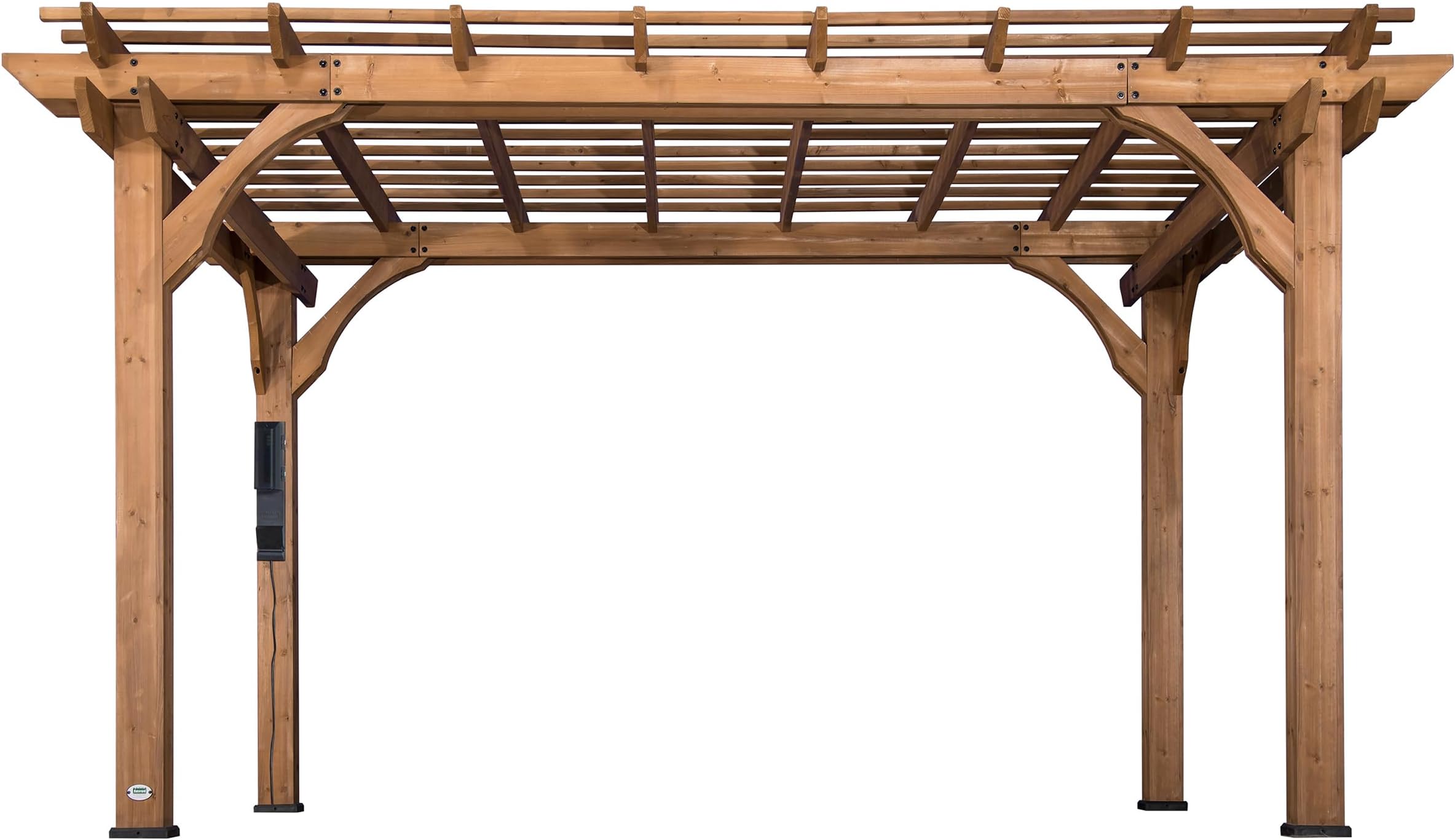 Backyard Discovery 100% Cedar Wood Beaumont Pergola | Outdoor Shelter for Garden, Patio | Trellis Roof | Shade | Heavy-Duty Anchoring | Waterproof & Weather Resistant | 4.3m x 3.1m (14ft x 10 ft)