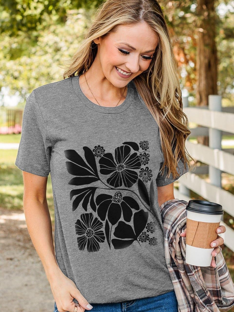 Savarana Women Vintage Flower Shirts Boho Wildflower T-Shirt Funny Nature Cottage Core Floral Short Sleeve Tops - Image 3