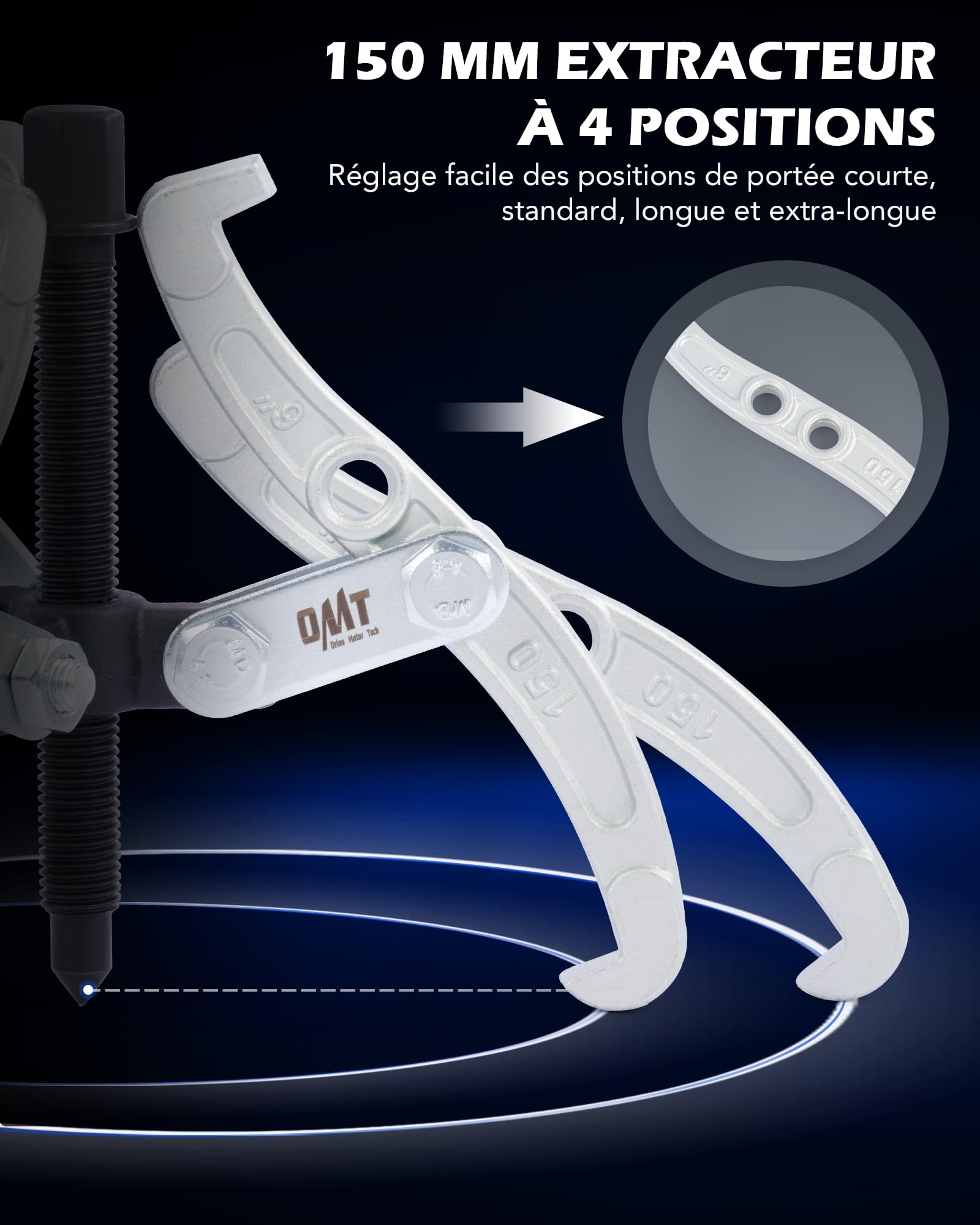 Orion Motor Tech 3 Pièces Extracteurs de Roulement à 3 Mâchoires 75mm 100mm 150mm 3 Bras Mâchoires Réversibles pour Démontage Arrache de Roulement Extérieur Intérieur