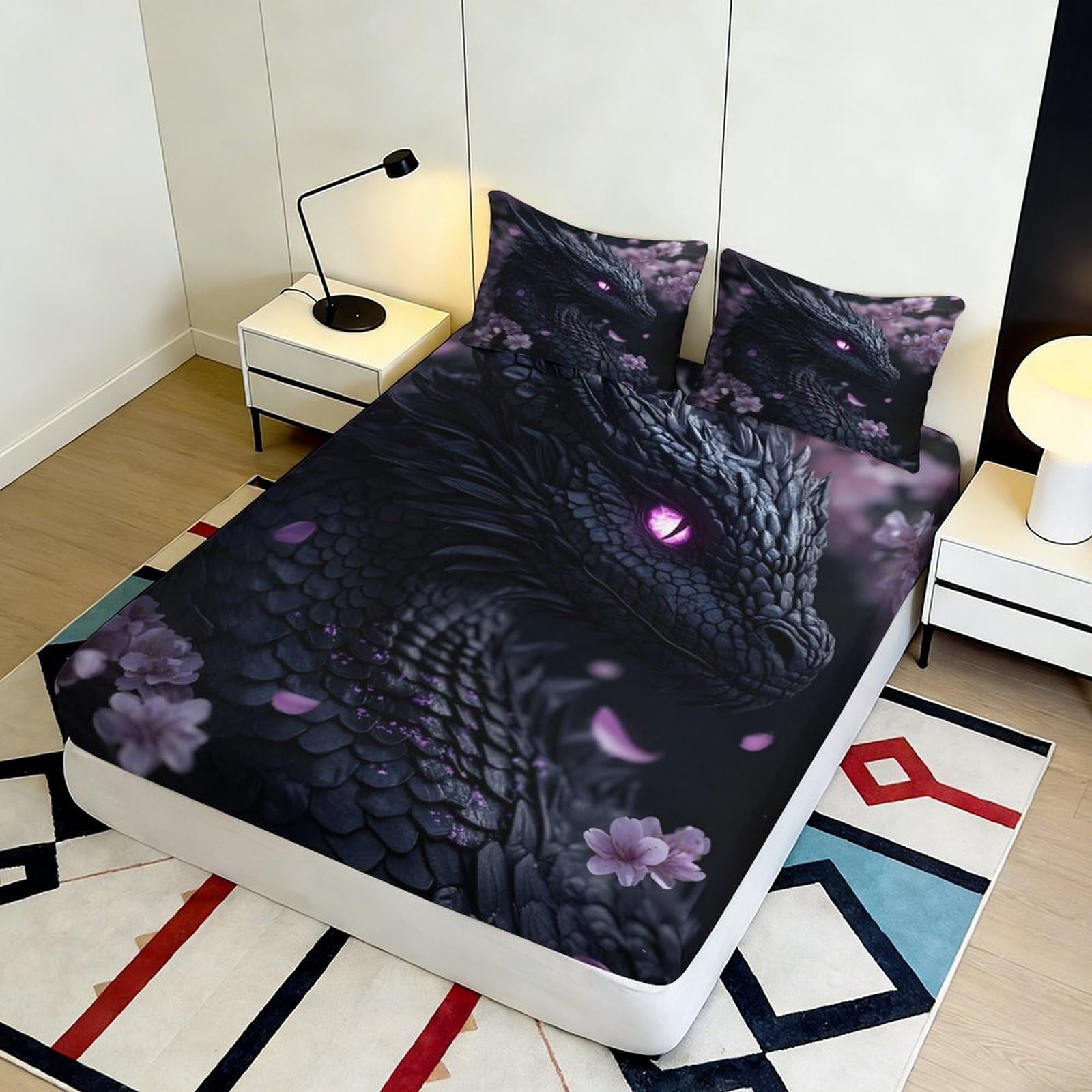 Lenzuolo con angoli, con stampa 3D, in microfibra, antiscivolo, per ospiti | morbido, coprimaterasso, facile da pulire, traspirante, lavabile in lavatrice, 180 x 200 x 25 cm