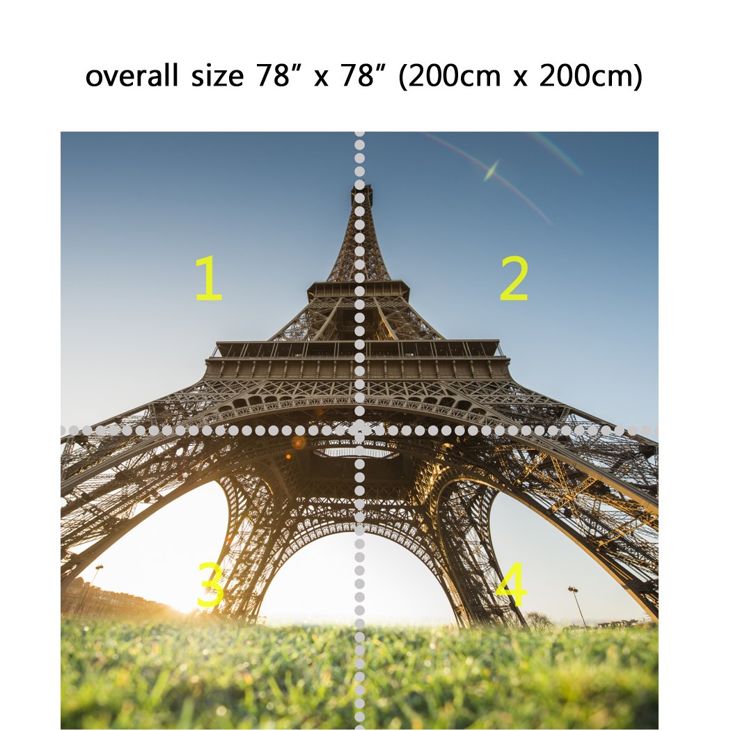 Wall Mural Eiffel Tower Upward View, Peel and Stick Repositionable Fabric Wallpaper for Interior Home Decor (78 x 78 inches)