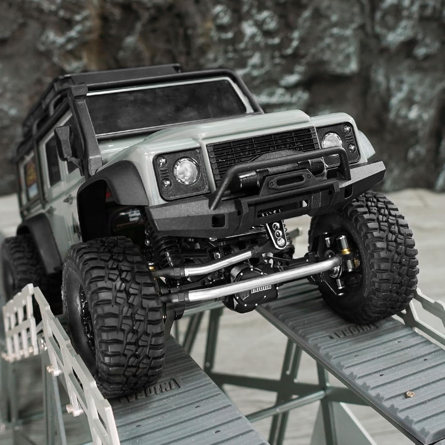 INJORA +4mm Aluminum Front and Rear Axles with Lay Down Servo Mount & Link for 1/18 TRX4M RC Upgrade