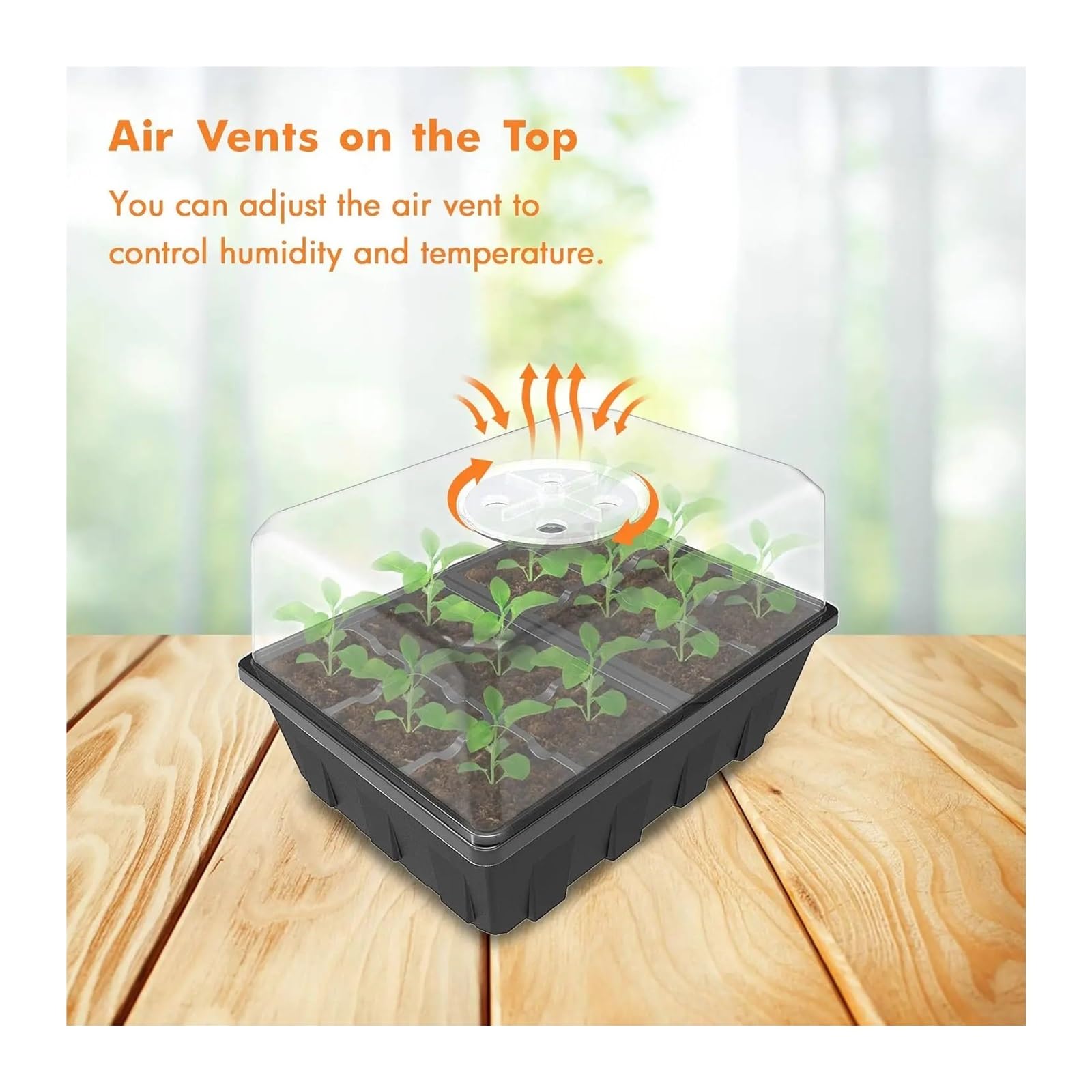 Plaque Semis Plateau de démarrage de graines avec dôme d'humidité réglable, Kit de Germination de Plantes à 36 cellules for Le Jardinage Domestique, Paquet de 3