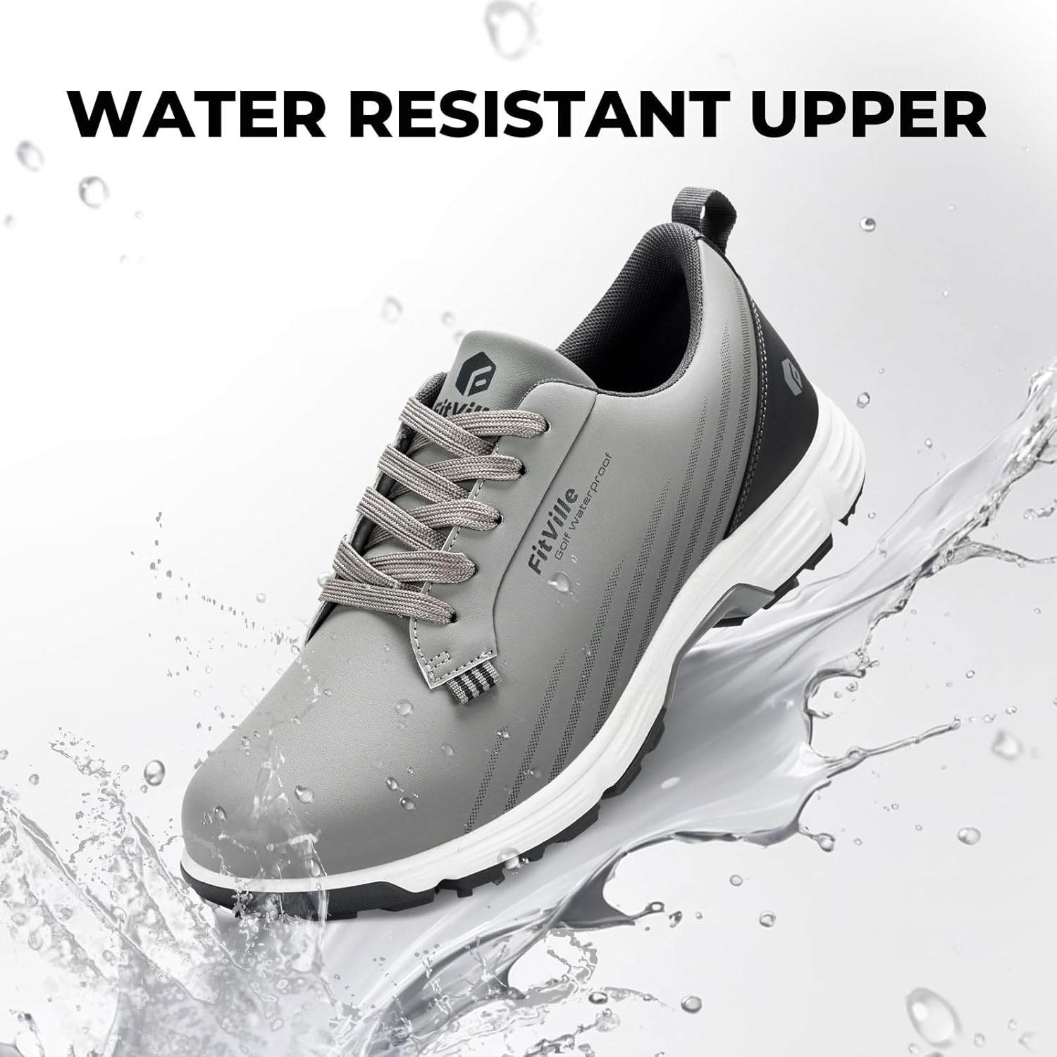 FitVille Men's Wide Golf Shoes with Replaceable Spikes, Arch Support & High-Rebound Cushioning for Long-Distance Walking - Image 6