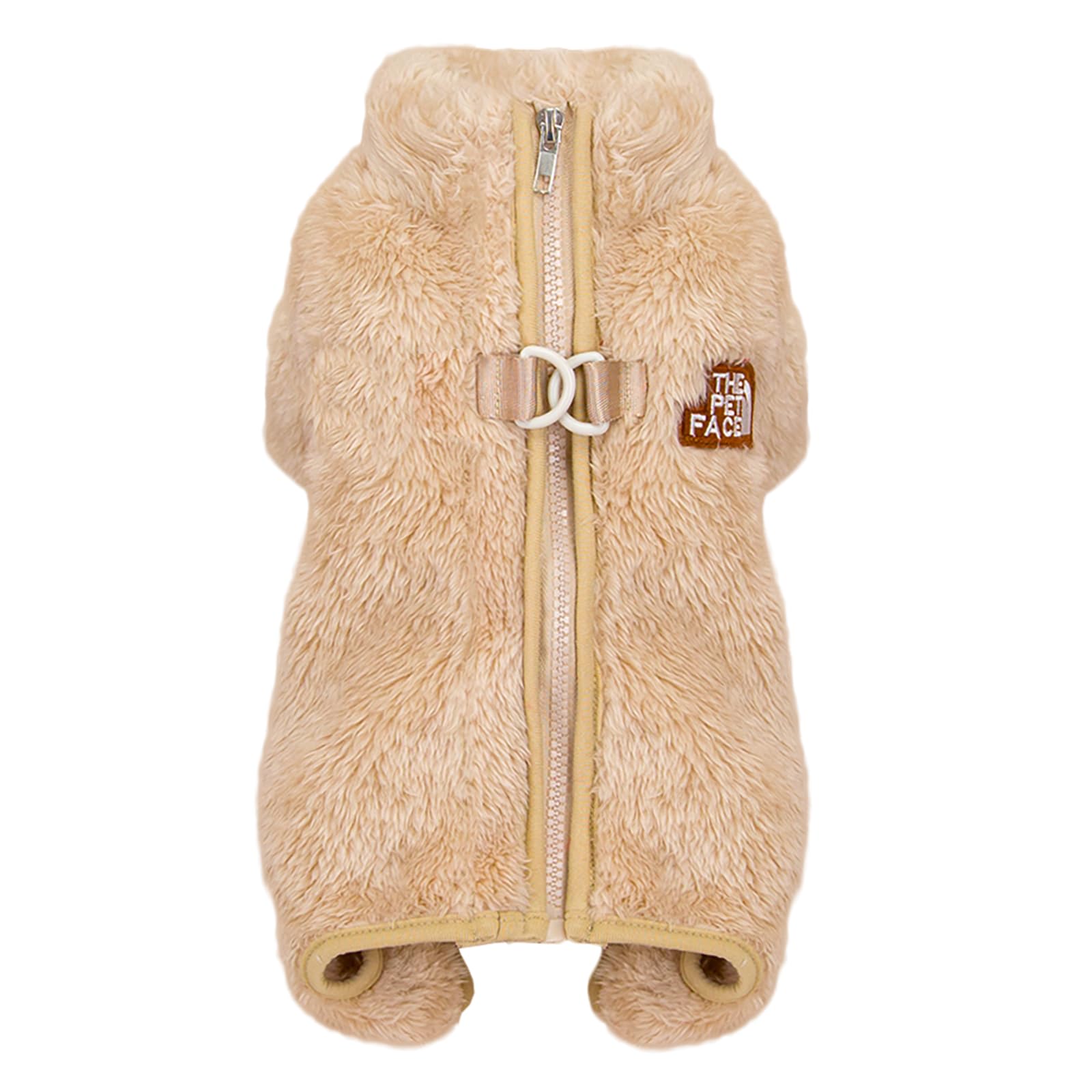 Izefia Dog Sweater Clothes Apparel Fleece Woolen Sweaters Onesie Winter Warm Sweat Shirt 4 Legs Jumpsuit Pajamas Trendy Pet Face Pattern Sweater for Small Dog Medium Cat Khaki XXL