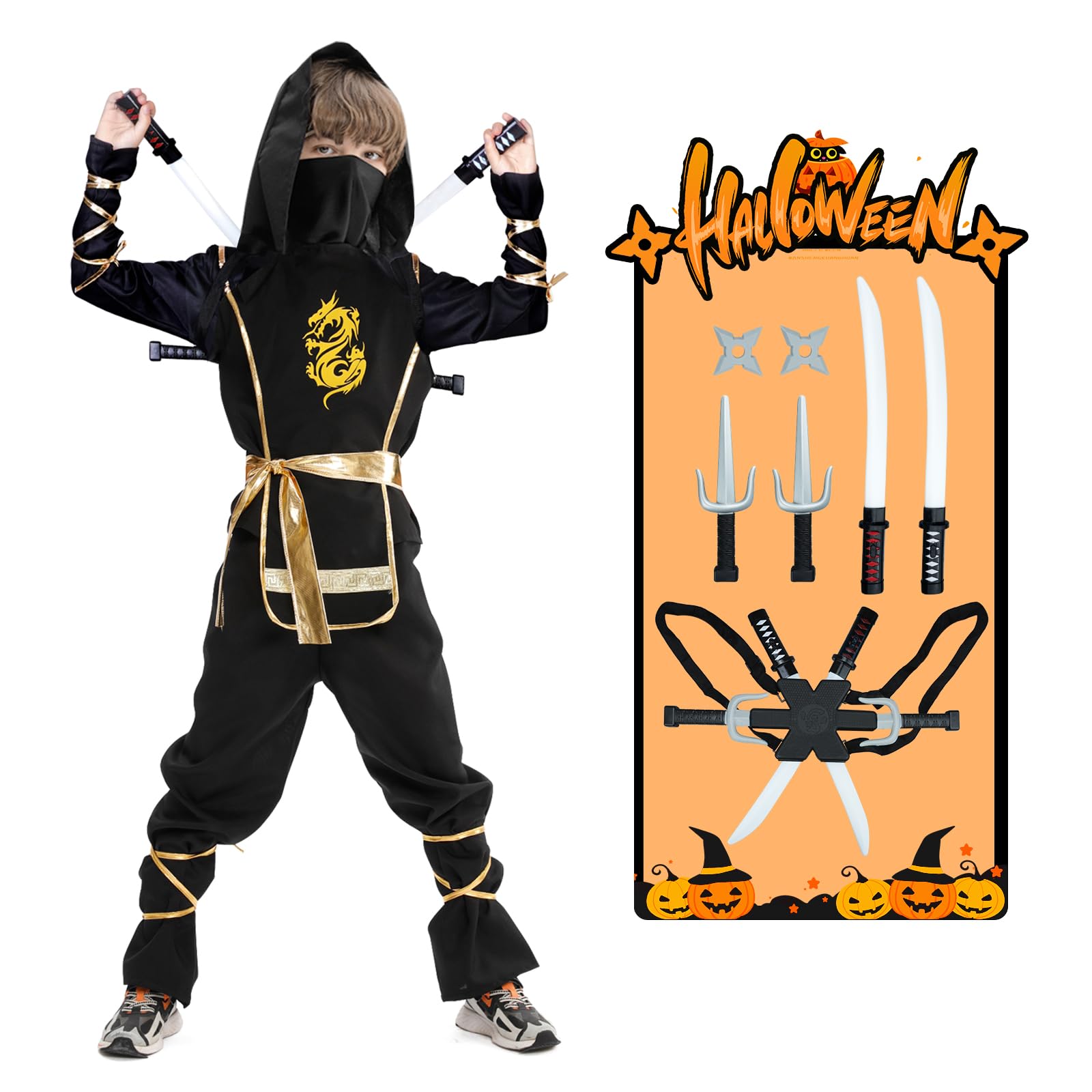 Digi Marker Kids Halloween Costume for Boys - Ninja Dress Up & Pretend Play with Deluxe Ninja Toys