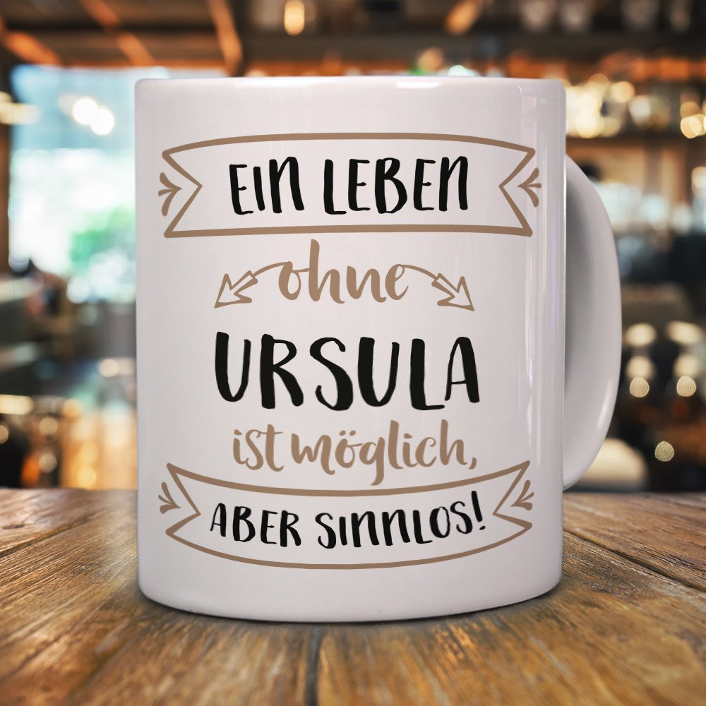Personalisiert Tasse Mit Namen Ursula - Motiv 'Flowers', 325 Ml Fassungsvermögen | Spülmaschinenfest & Kratzfest