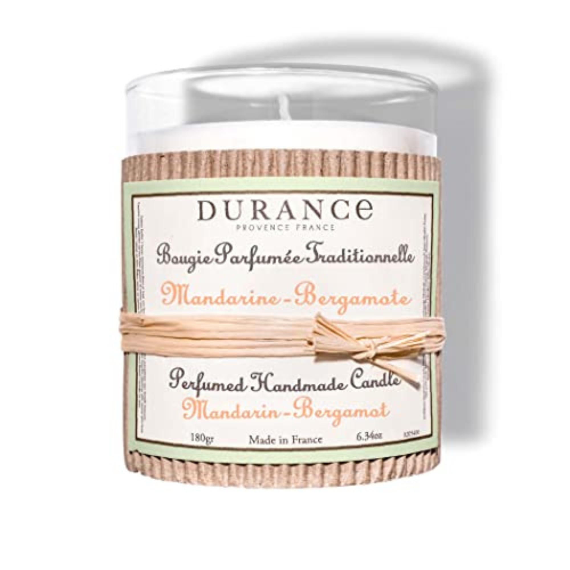 Durance Mandarin & Bergamot Perfumed Handmade Candle 180g – Luxury Scented Candle with Glass Jar – 40hrs Long Burning Candle - Home Fragrance Aromatherapy Candle