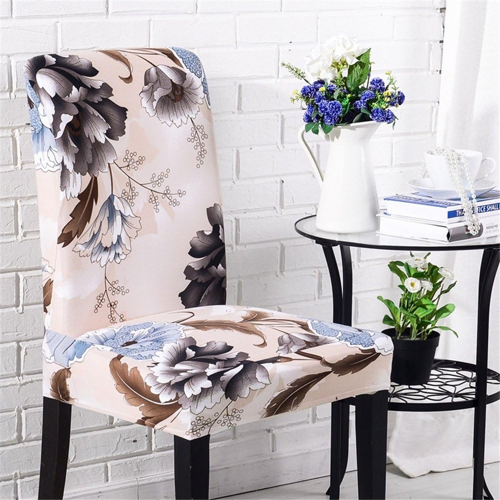 MINGZJ Chair Slipcovers, Stretchy Removable Dining Chair Cover, Pastoral Style with Flowers Printed