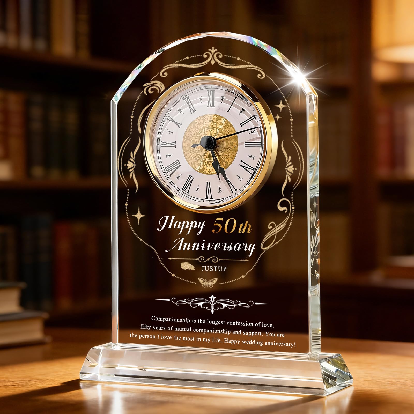 Reloj de cristal decorativo de alta calidad con cuarzo pequeño dorado vintage