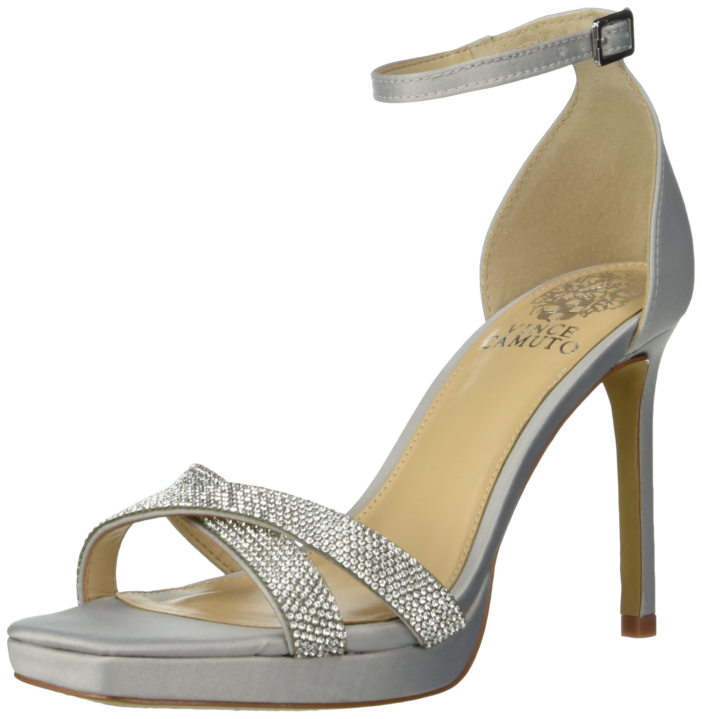 Vince Camuto Women's Kalvira2 Heeled Sandals - Sparkly Evening Satin Sandals With Stiletto Heel