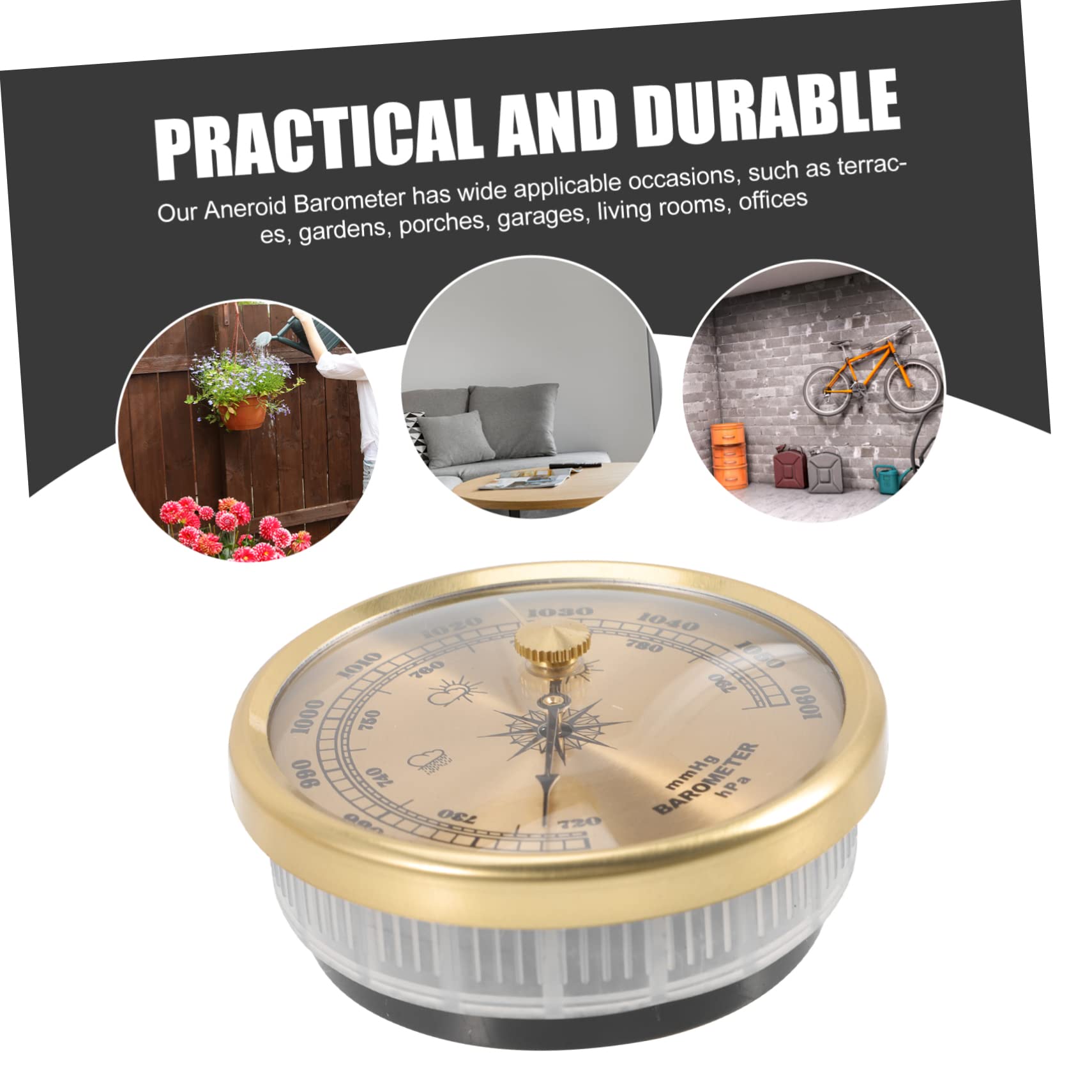 YARNOW 3 Pièces Baromètre à Cadran Baromètre Météo Intérieur Pression Baromètre Anéroïde Réglable Hygromètre Humidité Intérieure Outil De Mesure Du Baromètre Table De Mesure Métal Mural