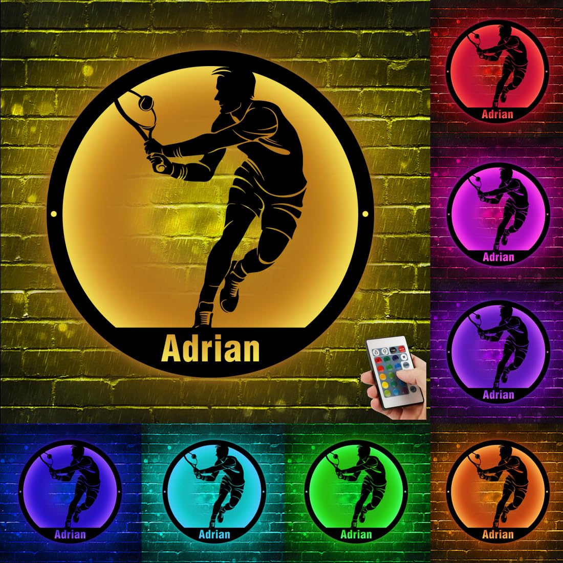 Custom Tennis Jersey Metal Wall Sign LED Light Personalized Tennis Helmet Name Number Wall Art Decor American Tennis Ball Neon Sign Tennis Team Club Decor Rugby Decor Gift for Coach Men Fans