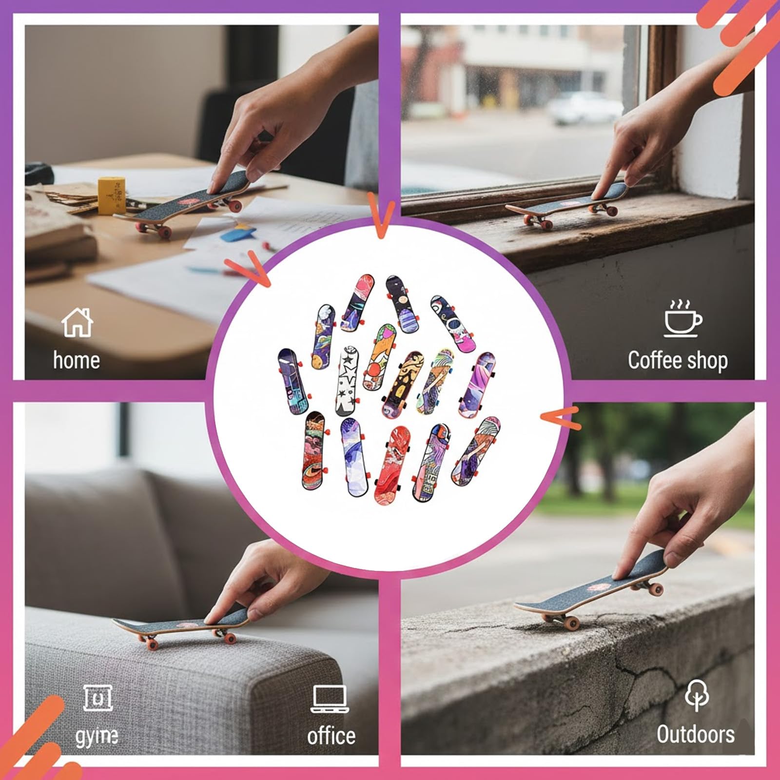 15 Pezzi Mini Skateboard da Dita, Skateboard Finger, Fingerboard Professionale Mini Skate per Dita Giocattolo per Gadget Compleanno Bambini Regalino Fine Festa Compleanno, Stili casuali