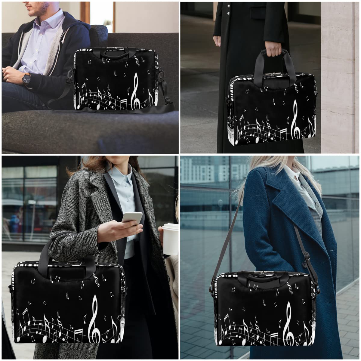 Caso del manicotto del computer portatile di note di pianoforte musicale per 13-16 pollici stampa piano portatile borsa a tracolla borsa borsa a tracolla messenger borsa