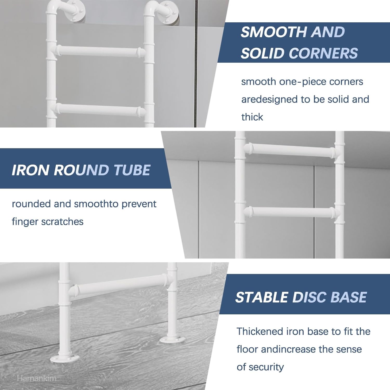 Attic Egress Ladder for Home White Bunk Bed Straight Ladder, Space Saving Industrial Climbing Ladders with Wall Mount, Heavy Duty Basement Window Well Entrance Ladder, White(137cm/54in)