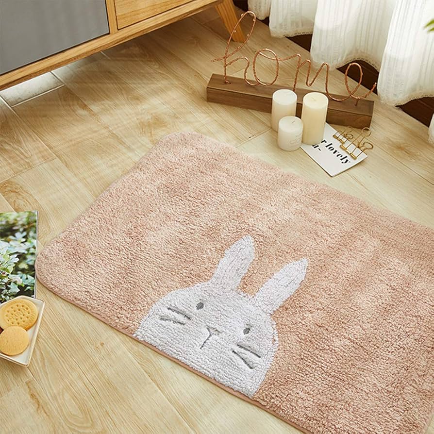 うさぎデザイン バスマット ピンク うさぎモチーフ ピンクバスマット 抗菌防臭加工 36×50cm すべり