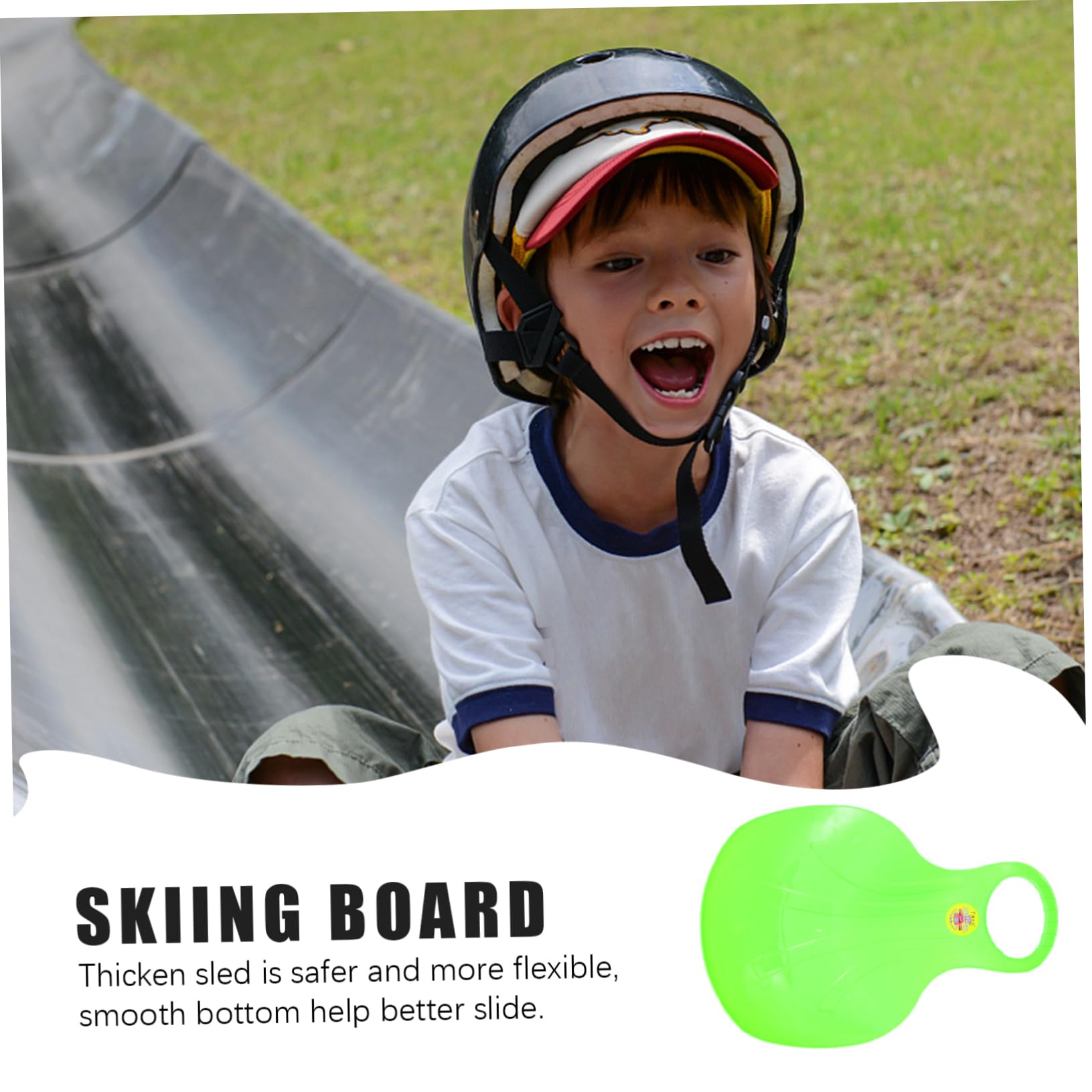 BCOATH 3Pcs Thickened Ski Sleds for Grass and Snow Durable Skiing Pads for Sleigh Slider for Outdoor Fun for Boys