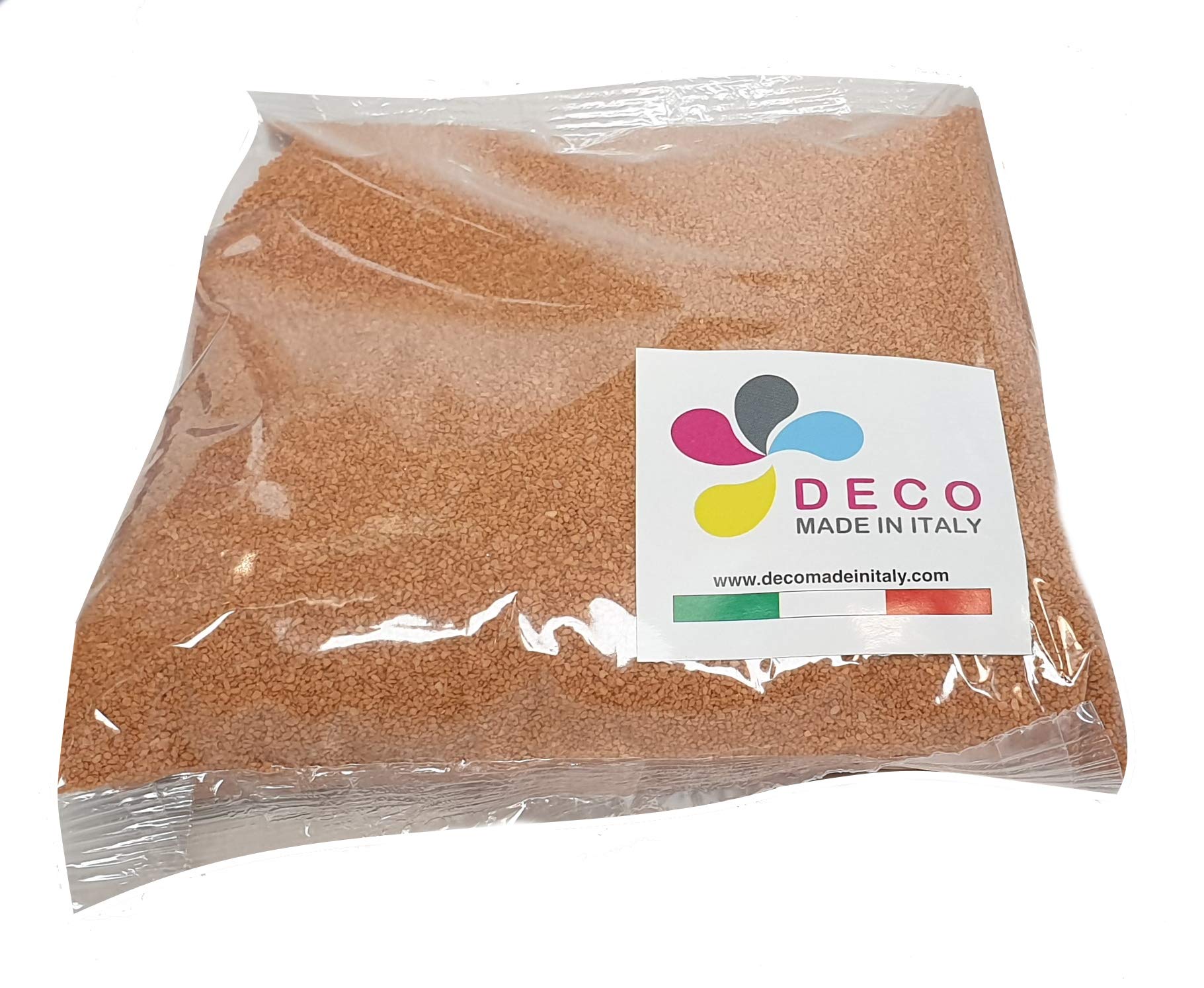 Deco Made in Italy - Arena natural de colores vivos, hipoalergénica, no tóxica, de 0,5 mm, empaquetada en bolsa de 1 kg