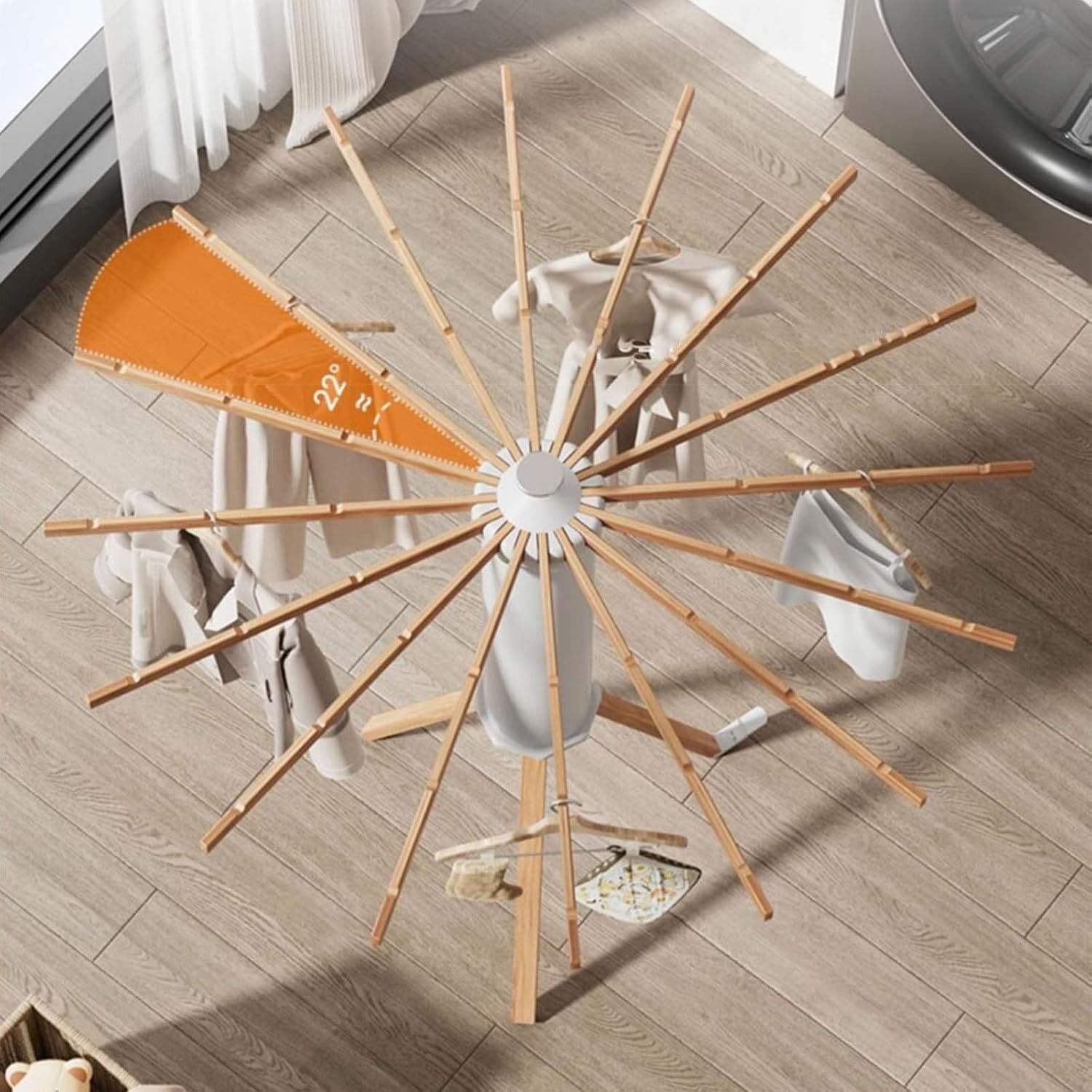 Tripod Clothes Drying Rack Foldable, Drying Clothes Octopus Cylinder Portable Clothes Rack, 16 Drying Rods Space Saving Drying Rack, Outdoor Collapsible Drying Rack Clothing