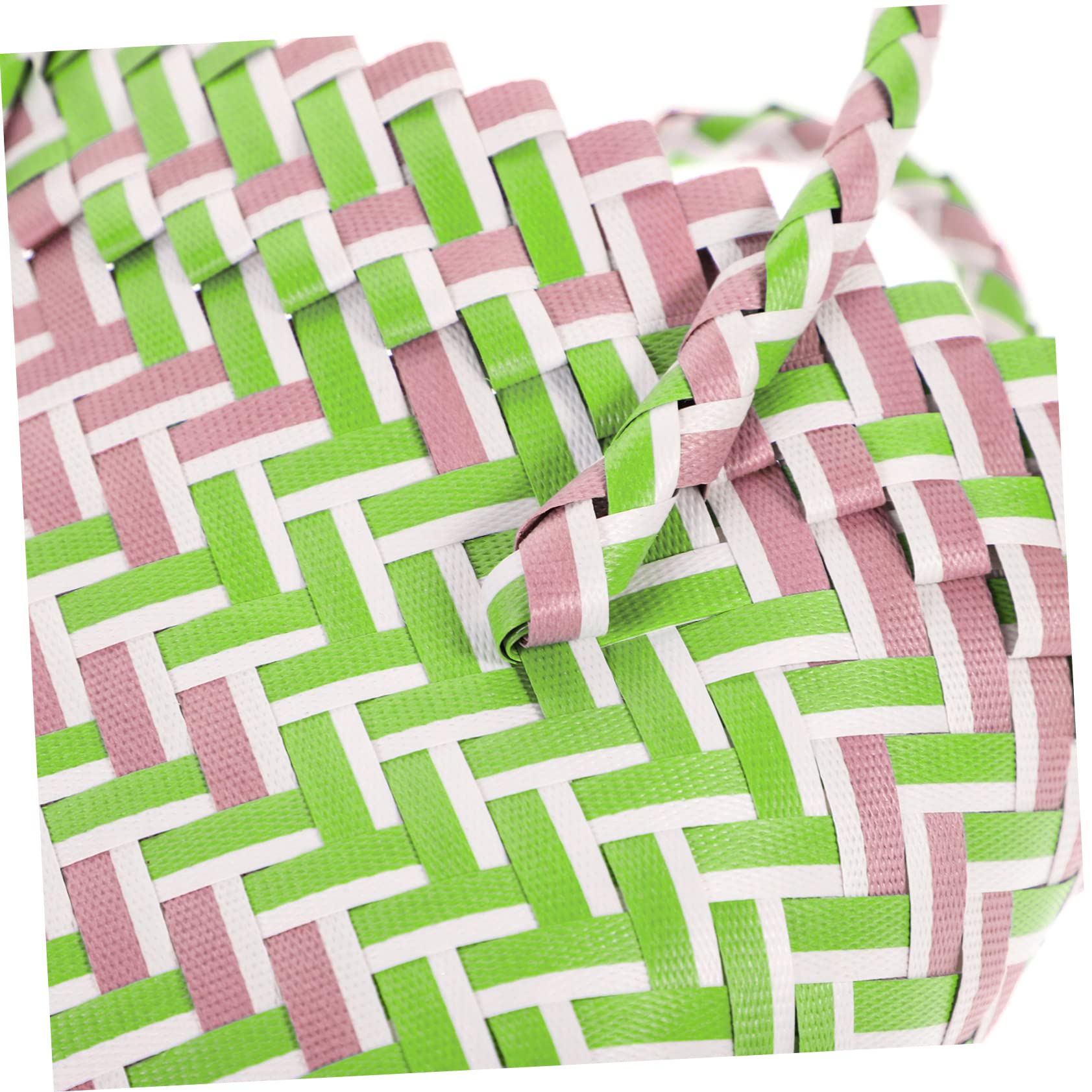 SOLUSTRE Panier Tissé Portable Multifonction pour Plage et Courses Panier à Fruits et Pique PVC Tissé Vert