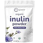 Micro Ingredients Organic Inulin Fiber Powder, 2lb | Natural Prebiotic to Support Digestive & Gut Health | Soluble, Easily Digestible | Unflavored, Vegan