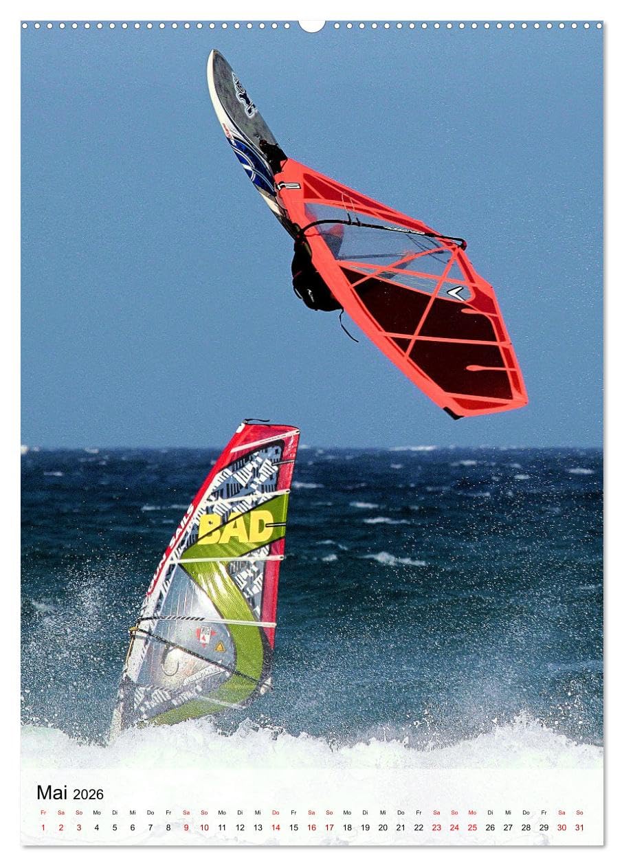 Windsurfen - Fun pur (hochwertiger Premium Wandkalender 2026 DIN A2 hoch), Kunstdruck in Hochglanz: Spektakulärere Surfszenen, aufgenommen an traumhaften Surfspots (CALVENDO Sport)