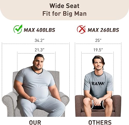 Miniatura 6 de Prilinex Silla tapizada para sala de estar, silla grande y cómoda de tela, sofá individual con cojín, reposabrazos enrollados y ribete de cabeza de