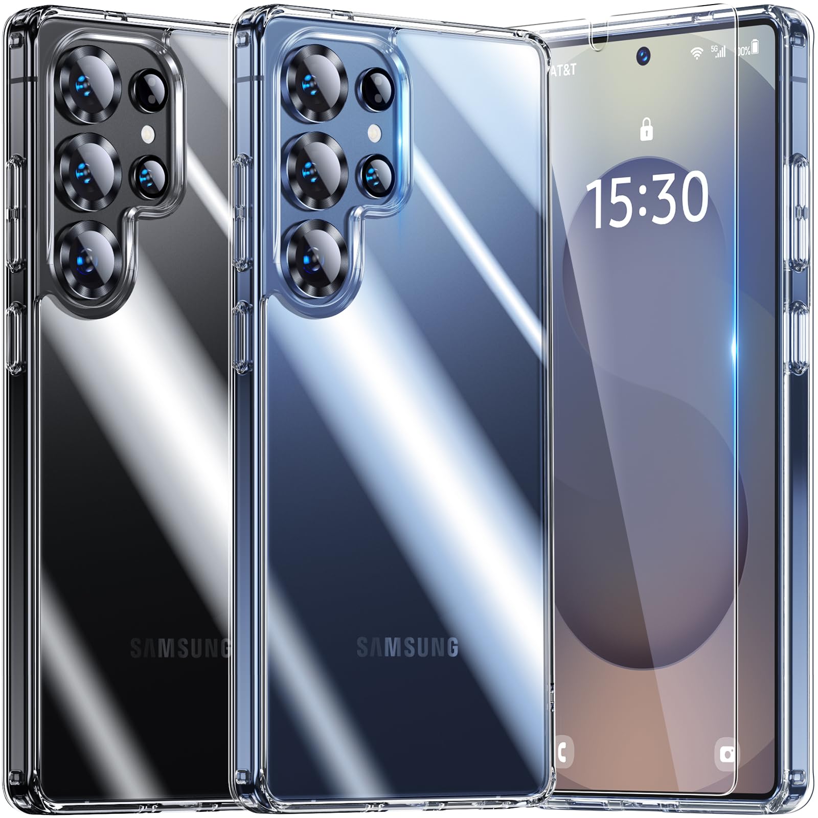 UniqueMe für Samsung Galaxy S25 Ultra Hülle - Handyhülle für Samsung Galaxy S25 Ultra Case, Rundumschutz Schutzhülle Cover,1 Handyhülle & 2 Schutzfolie - Transparent