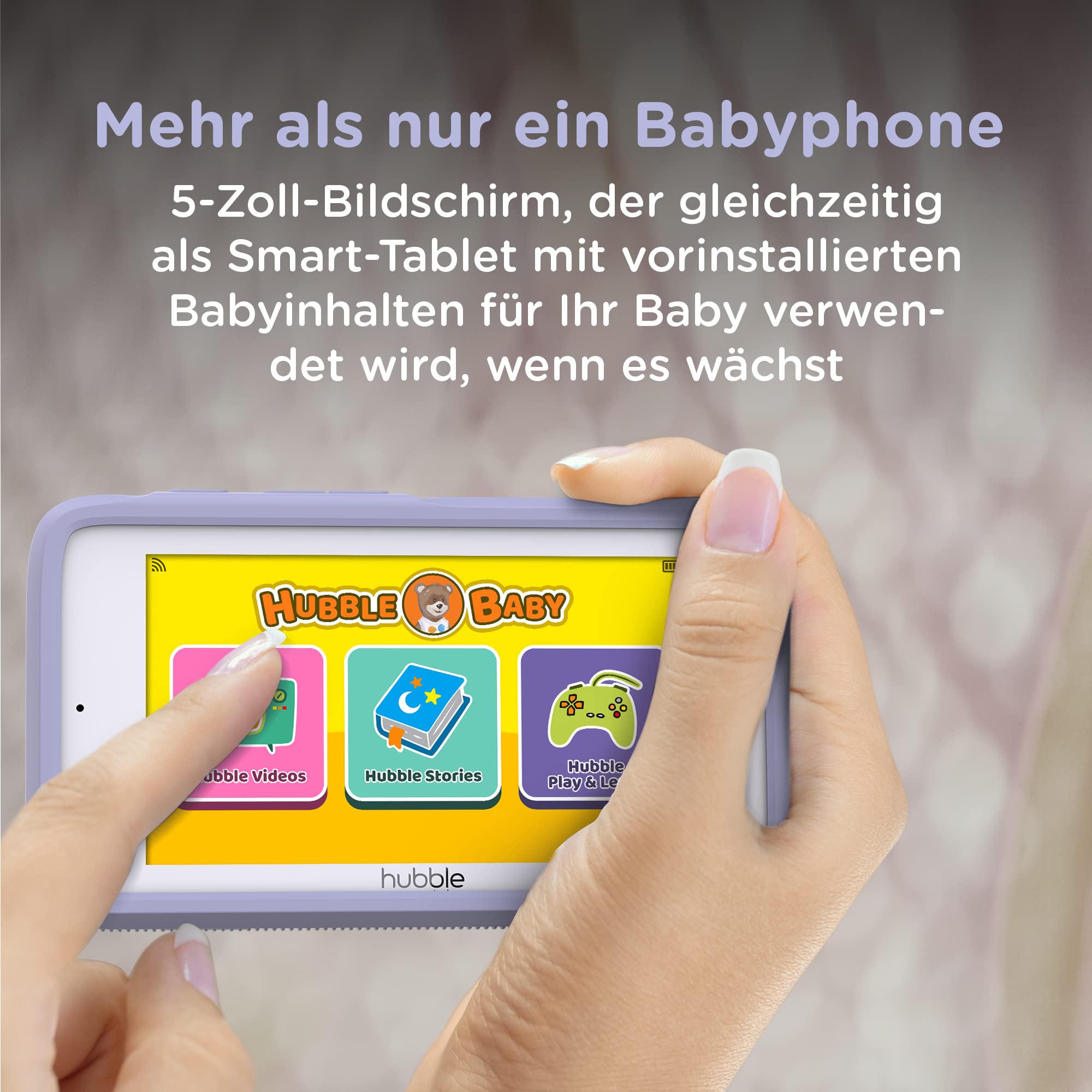 Hubble Connected Nursery Pal Premium Vigilabebes con Camara, Pantalla táctil de 5 pulgadas, modo de privacidad, visión nocturna, sensor de temperatura ambiente y aplicación para teléfono inteligente