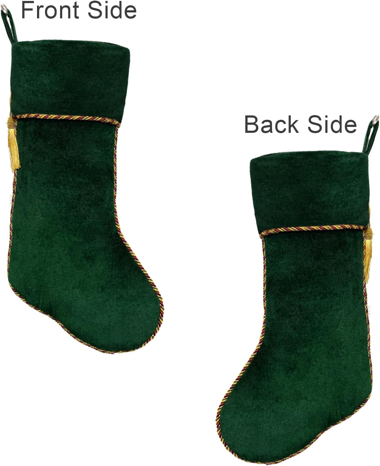 Christmas Stockings 4 Pack Green and Red Velvet Christmas Stockings with Tassel for Family Kids Decorations for Farmhouse Fireplace Hanging - Image 4