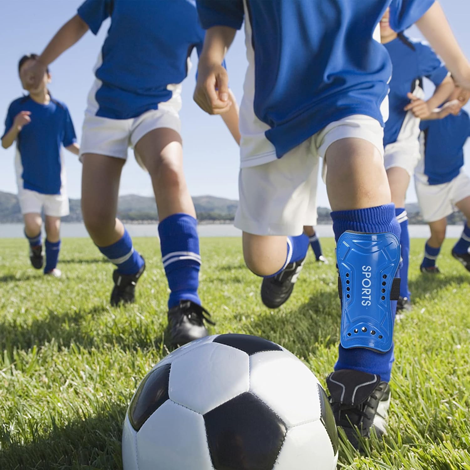 8 Pieces Youth Shin Guards Soccer, Soccer Shin Guards, Breathable Child Calf Protective Gear Soccer Equipment for 6-12 Years Old Boys Girls Children Teenagers with Self-Adhesive Adjustable Tape : Sports & Outdoors