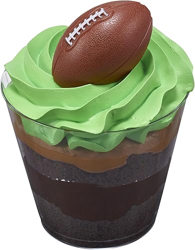 Miniatura 12 de DECOPAC Anillos de fútbol 3D, decoraciones de cupcakes, adornos para pasteles seguros para alimentos, paquete de 24