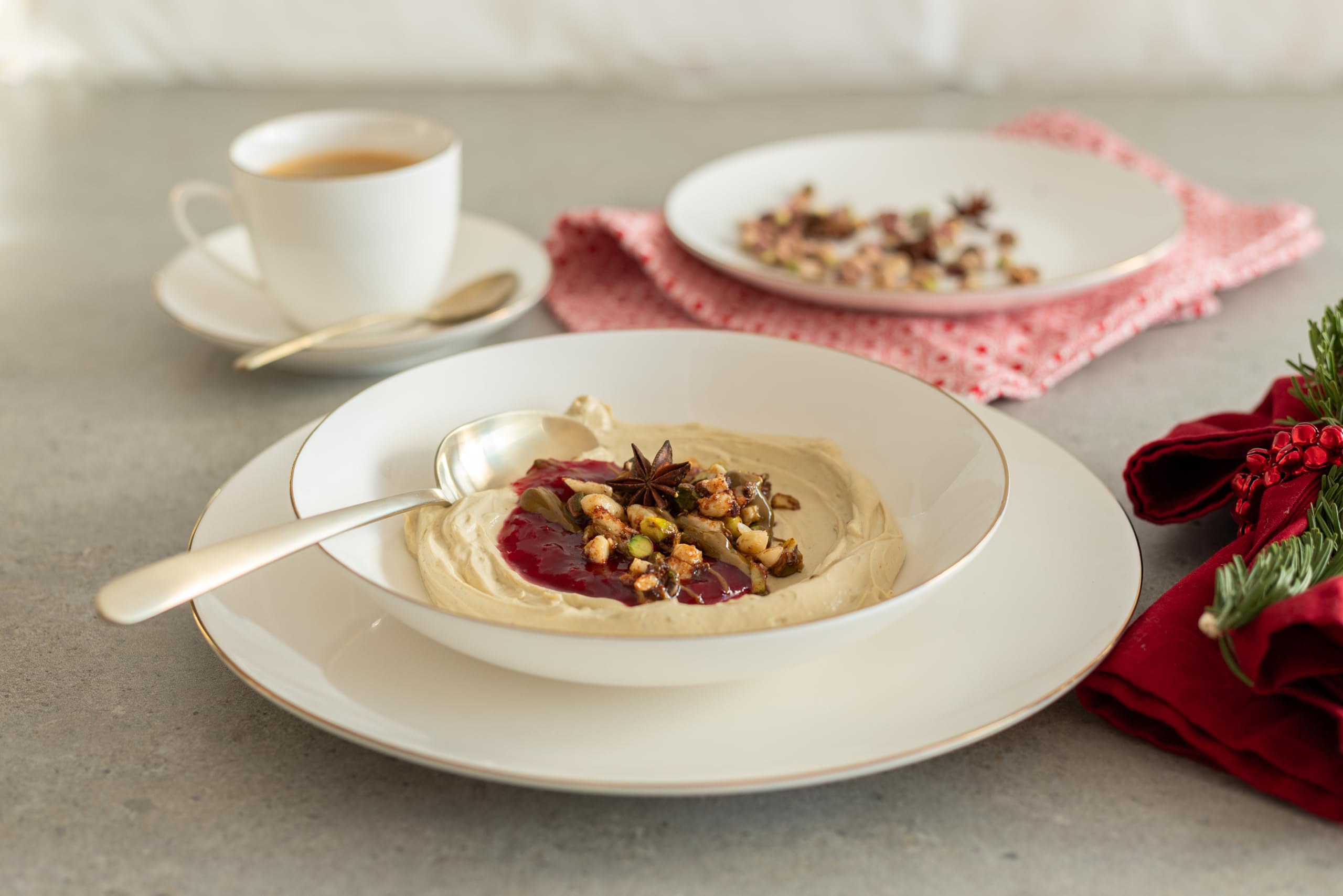 MÄSER Serie Felise Kaffeegeschirr Porzellan weiß goldener Rand 6 Personen