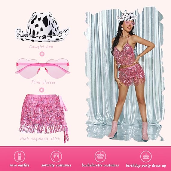 pink cowgirl rave outfit