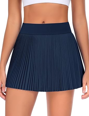 JoyGirl 13" Pleated Tennis Skirts with Shorts Women Pleated Mini Golf Skorts with Pockets High Waisted Athletic Casual Skirt