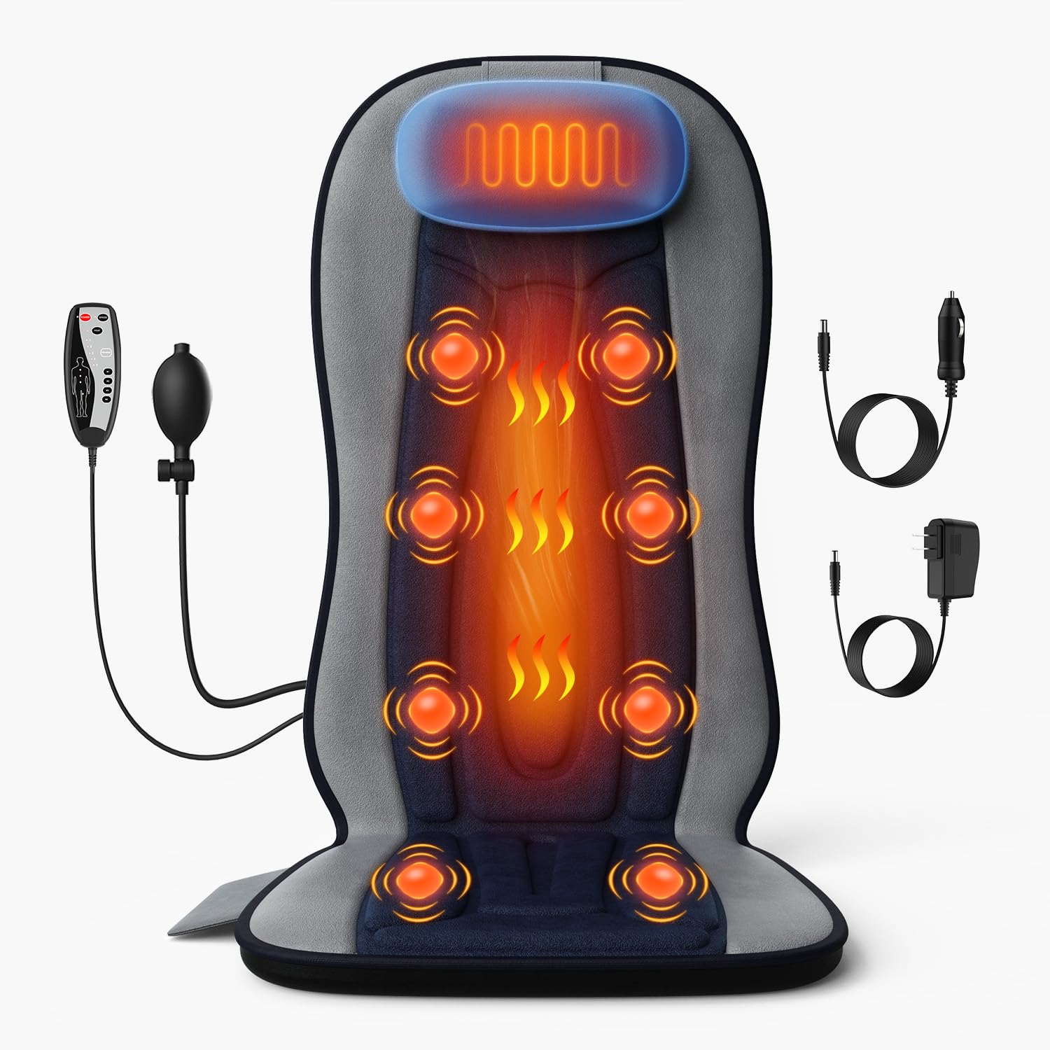 Vibration Back Massager with Heat for Chair, Neck Support