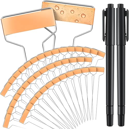 Moxweyeni 60 etiquetas de metal para jardín, etiquetas impermeables para plantas con 2 bolígrafos permanentes, etiquetas reutilizables para plantas
